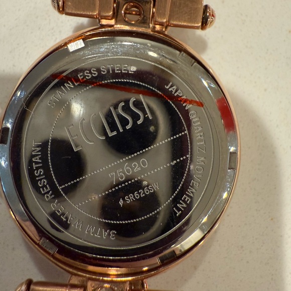 Ecclissi Round Rose Gold Stainless Steel Mother of Pearl Women's Watch - Picture 9 of 16